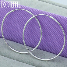 Orecchini a cerchio grandi lisci da 50 mm in argento sterling 925 per donne, orecchini da matrimonio e fidanzamento
