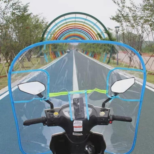 (Blue Pocket) Parabrezza trasparente antivento per moto per auto elettriche con supporto completo e 1