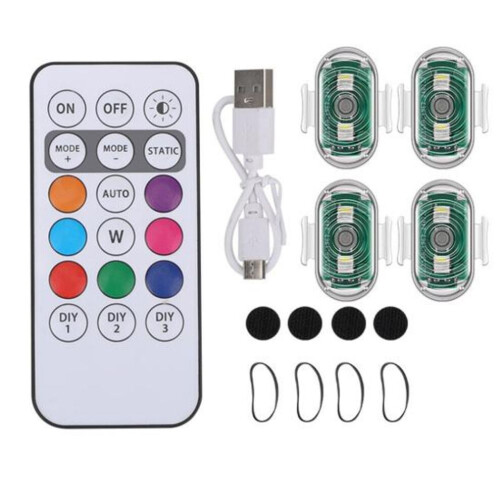 (4pcs) Wireless Led Strobe Light With Remote Control Multiple Lighting Modes Waterproof Rechargeable Battery Powered Emergency Flashing