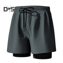 (Grau, XL) Herren Sommer Badeshorts mit elastischem Bund und Kordelzug, bedruckt, mit stützenden Kompressionsfuttertaschen