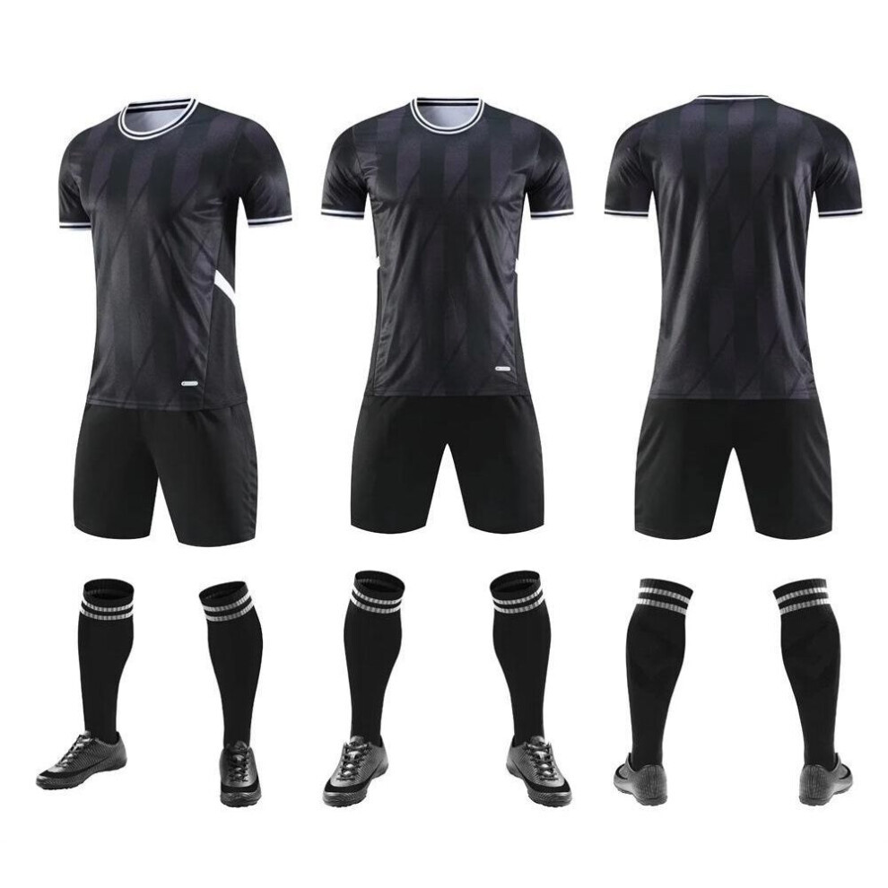 (black, M) Unisex Football Training Jerseys With Prints For Adults & Kids - Short-sleeved Sports Uniforms For Schools