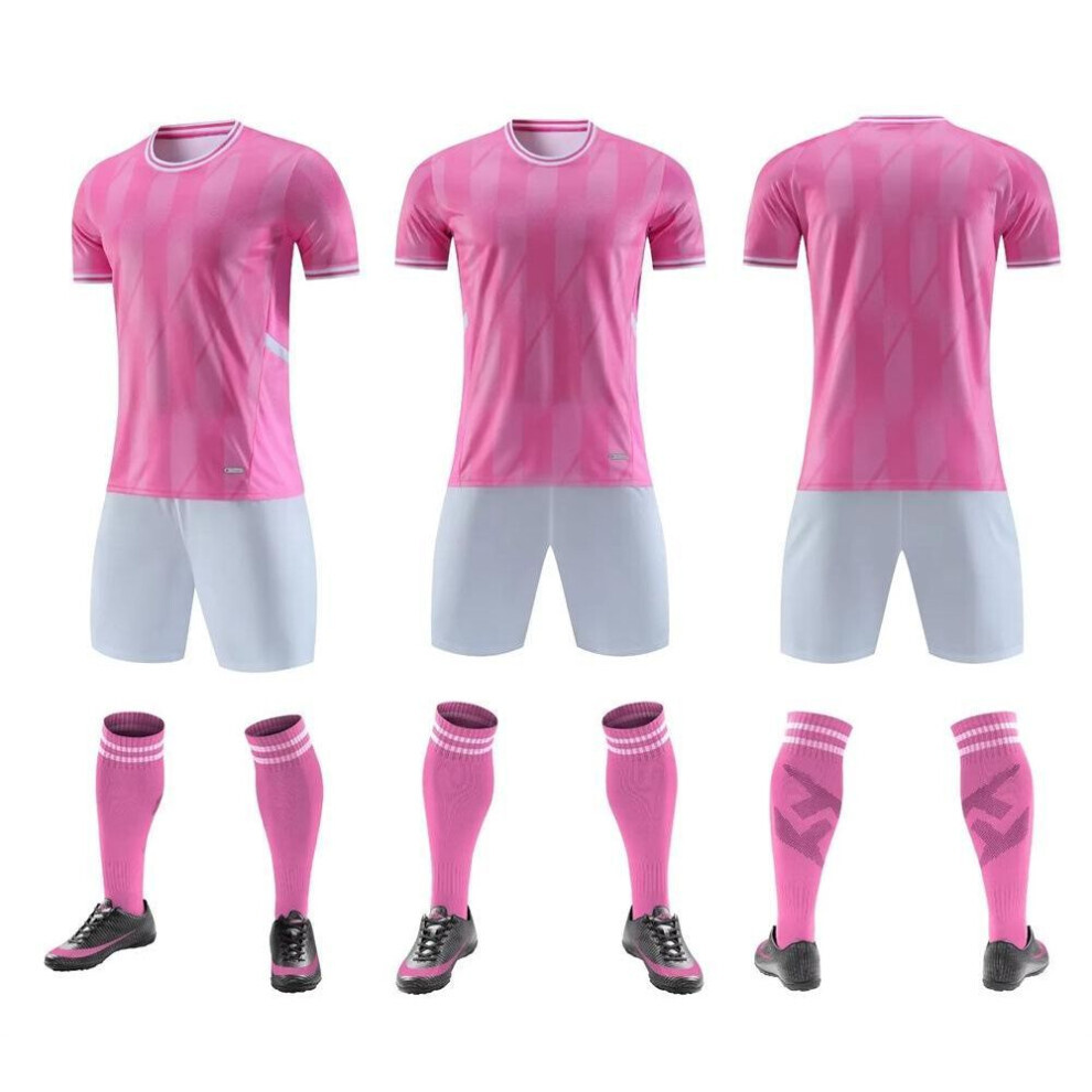 (pink, 2XS) Unisex Football Training Jerseys With Prints For Adults & Kids - Short-sleeved Sports Uniforms For Schools