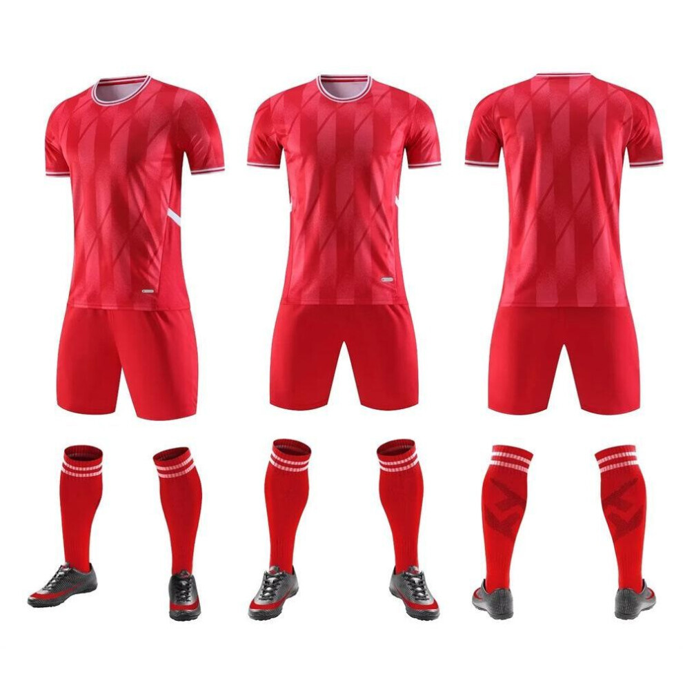 (red, 3XS) Unisex Football Training Jerseys With Prints For Adults & Kids - Short-sleeved Sports Uniforms For Schools