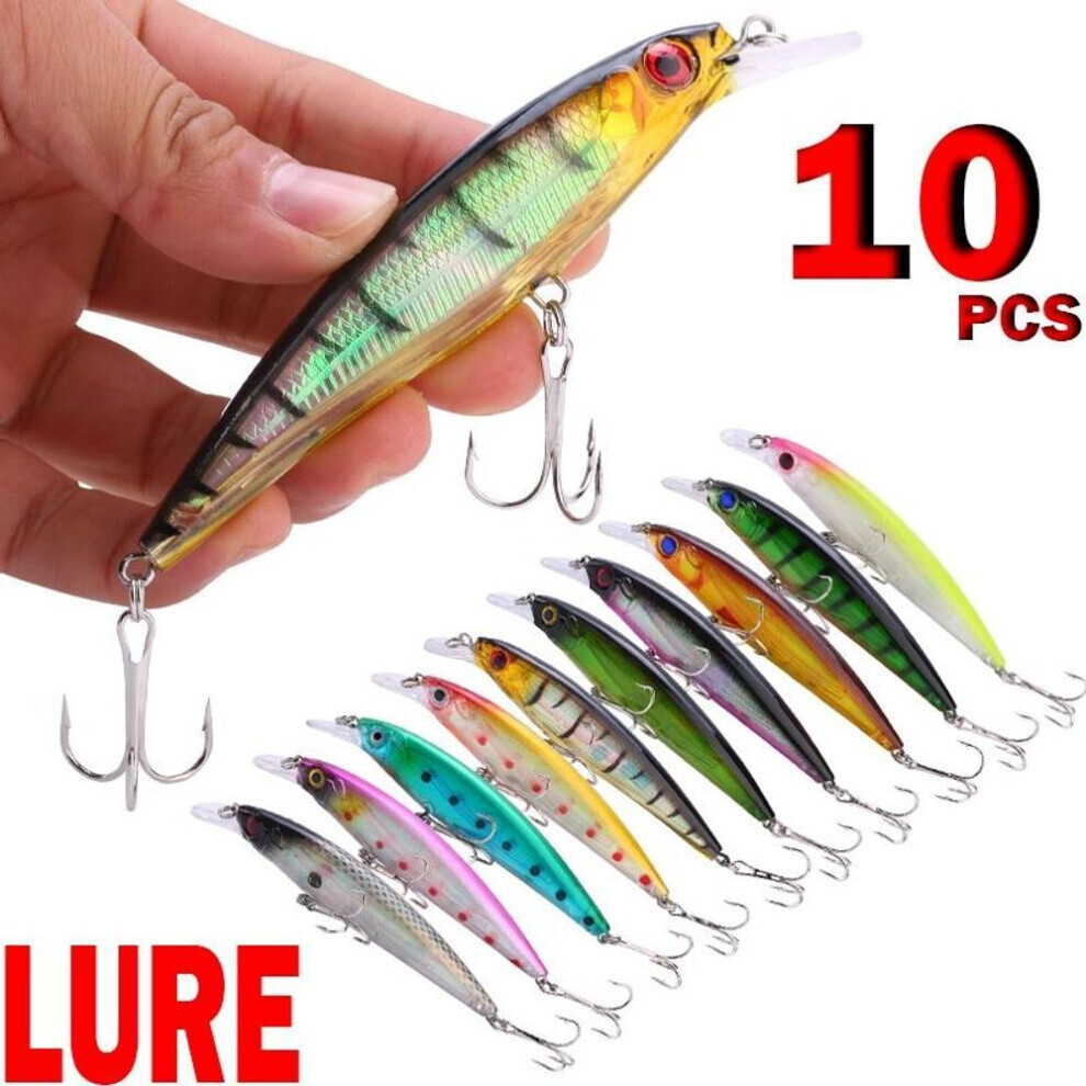 (10pcs fishing lures) Fishing Bait 10pcs Fishing Lures With 2 Fishing Tackle Bass Carp Fishing Baits