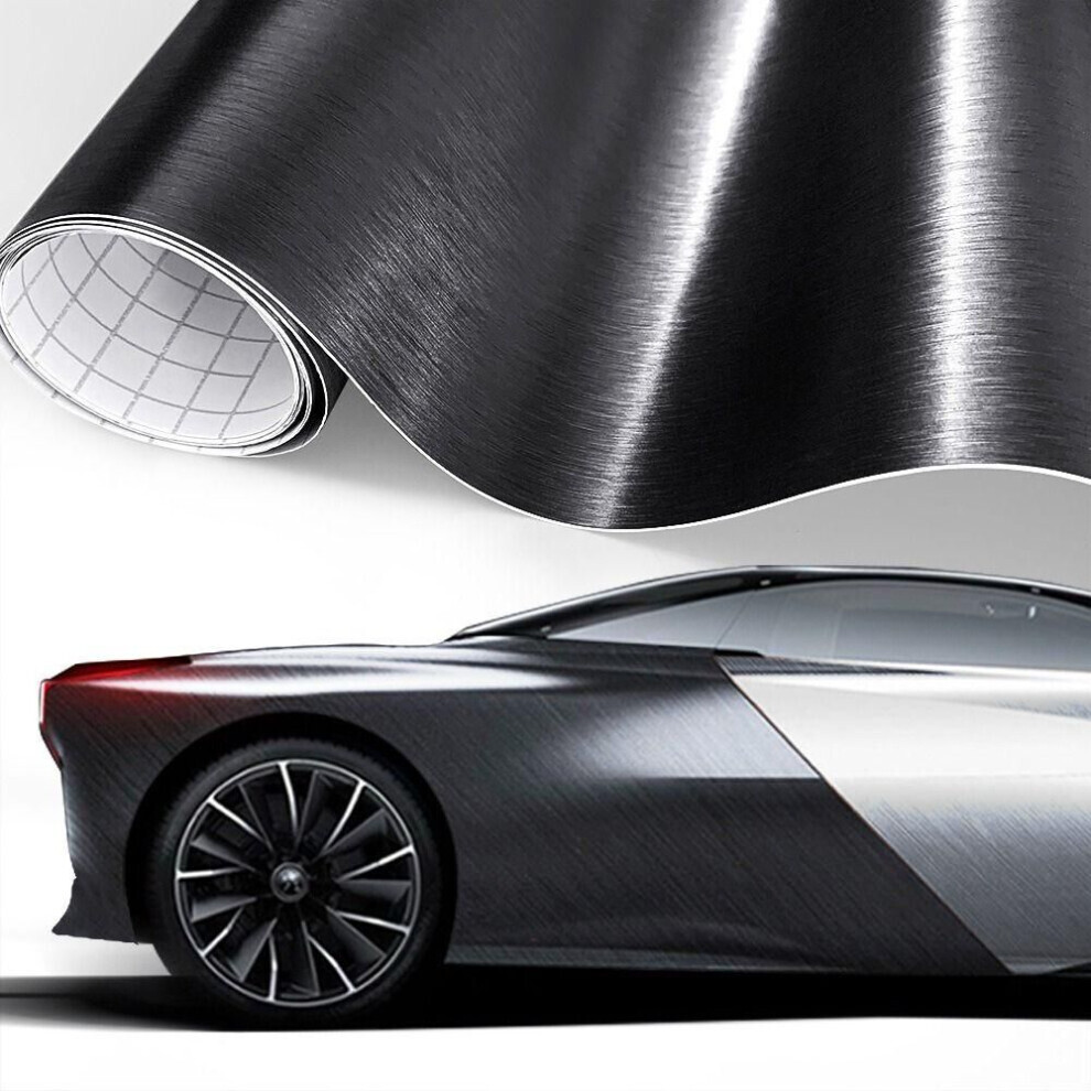 (noir, 40/152cm) Autocollants en pvc pour voiture Aluminium brossé mat Autocollants autocollants pour voiture Aluminium brossé gris Moto