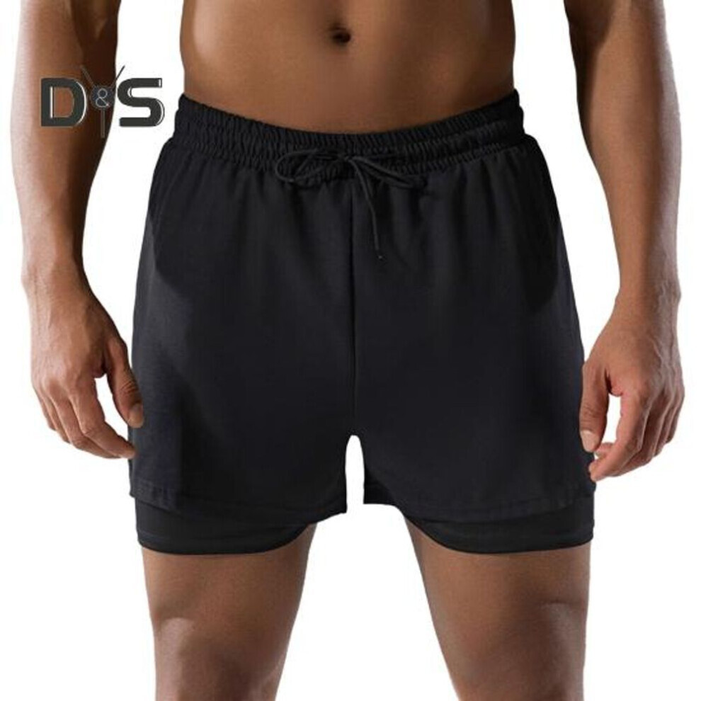 Short de bain homme noir XL double Ãpaisseur Ã  sÃchage rapide, taille Ãlastique, cordon de serrage, idÃal pour le surf et les sources chaudes
