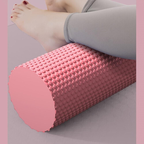 (pink, 44.96cm) Premium Yoga Roller, Round Eva Foam Cylinder Hexagonal Pattern Roller For Pilates Exercise, Enhanced Home Workouts 2