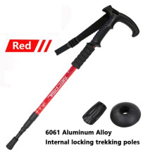 (NCS-10 1x Red) Telescopic Trekking Poles T-handle Ultralight Adjustable Walking Sticks Adult Hiking Canes Non-slip Alpenstocks