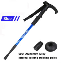 (NCS-10 1x Bleu) BÃtons de Trekking TÃlescopiques UltralÃgers avec PoignÃe en T, Ajustables et AntidÃrapants pour Adultes