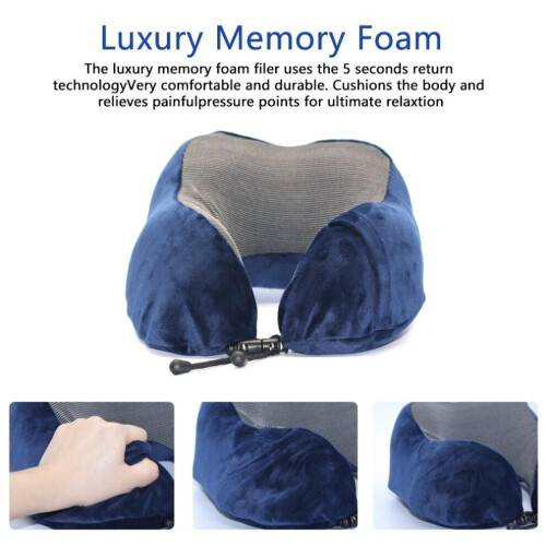 (nero) Cuscino da viaggio a forma di U, cuscini cervicali in memory foam, cuscino cervicale massaggiante 1