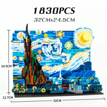 (StarryNight1) Compatible 21333 Vincent Van Gogh Nuit étoilée Blocs de construction Art Peinture Briques Idées