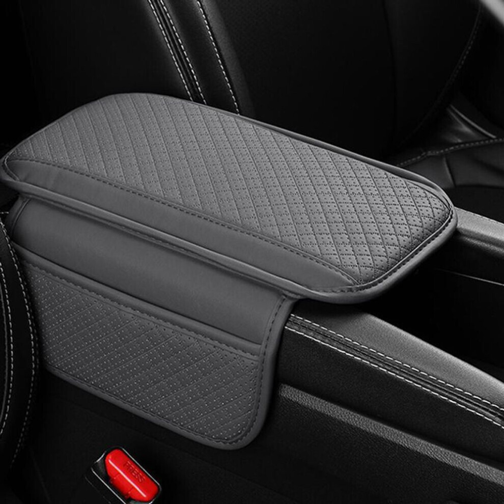 (gris) Seametal Car Armrest Cover Height Pad With Side Storage Bags Automotive Armrest Support Arm Cushion Protective Pad For Car