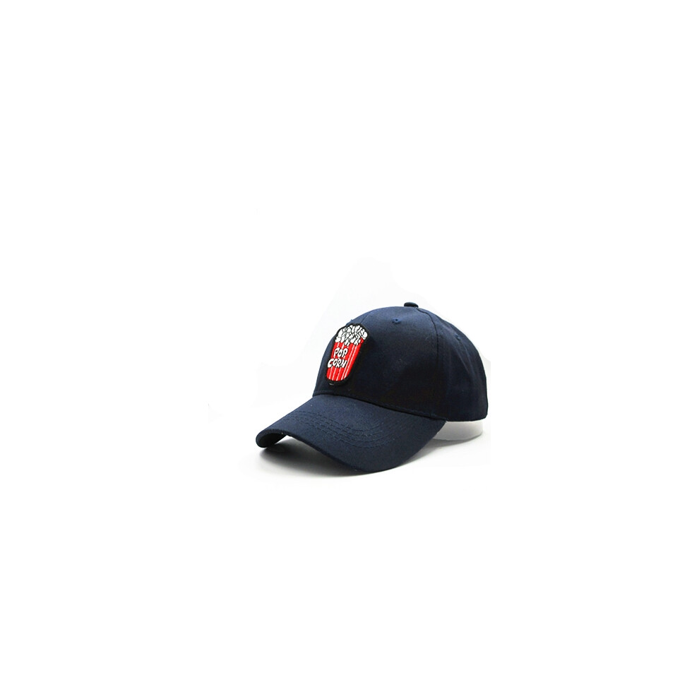 Casquette de baseball en coton brodée avec lettres Popcorn (2-8 ans, bleu marine) 2024, style hip-hop, ajustable