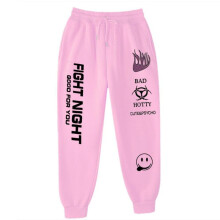 (roze, M) Briefprint Sweatpants Baggy Pants Dames Joggingbroeken Harajuku Wijde Pijpen Potlood Broek