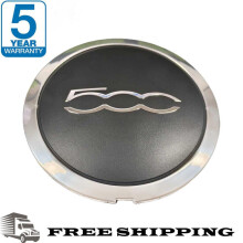 (zoals afgebeeld) Fiat 500 lichtmetalen velg naafkap zwart en chroom zilver 133 mm 51884863