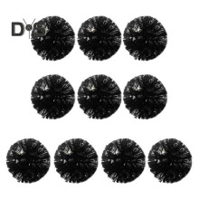 (black) 10pcs Cheerleader Pom Poms Metallic Cheerleader Pompoms With Finger Ring Cheering Props For Squad Team Sports Game Dance Dress