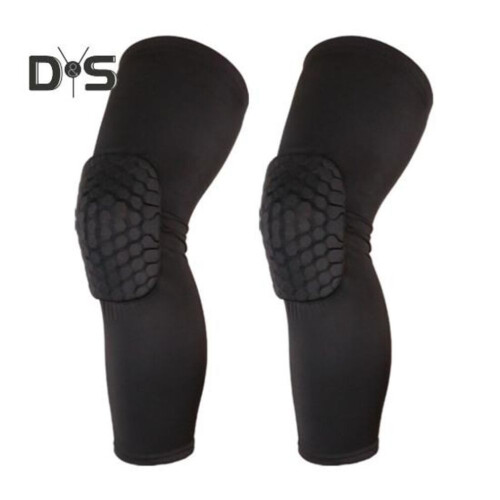 (nero, XL) Ginocchiere imbottite a compressione per gambe lunghe, protezione per il ginocchio, per basket,