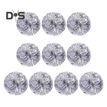 (silver) 10pcs Cheerleader Pom Poms Metallic Cheerleader Pompoms With Finger Ring Cheering Props For Squad Team Sports Game Dance