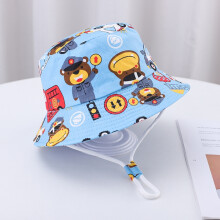 (50 cm 1-3 ans Ours Bleu) 2024 Nouvelle Mode Été Enfants Bob Chapeau Tout-petit Bébé Dessin Animé Imprimé UV