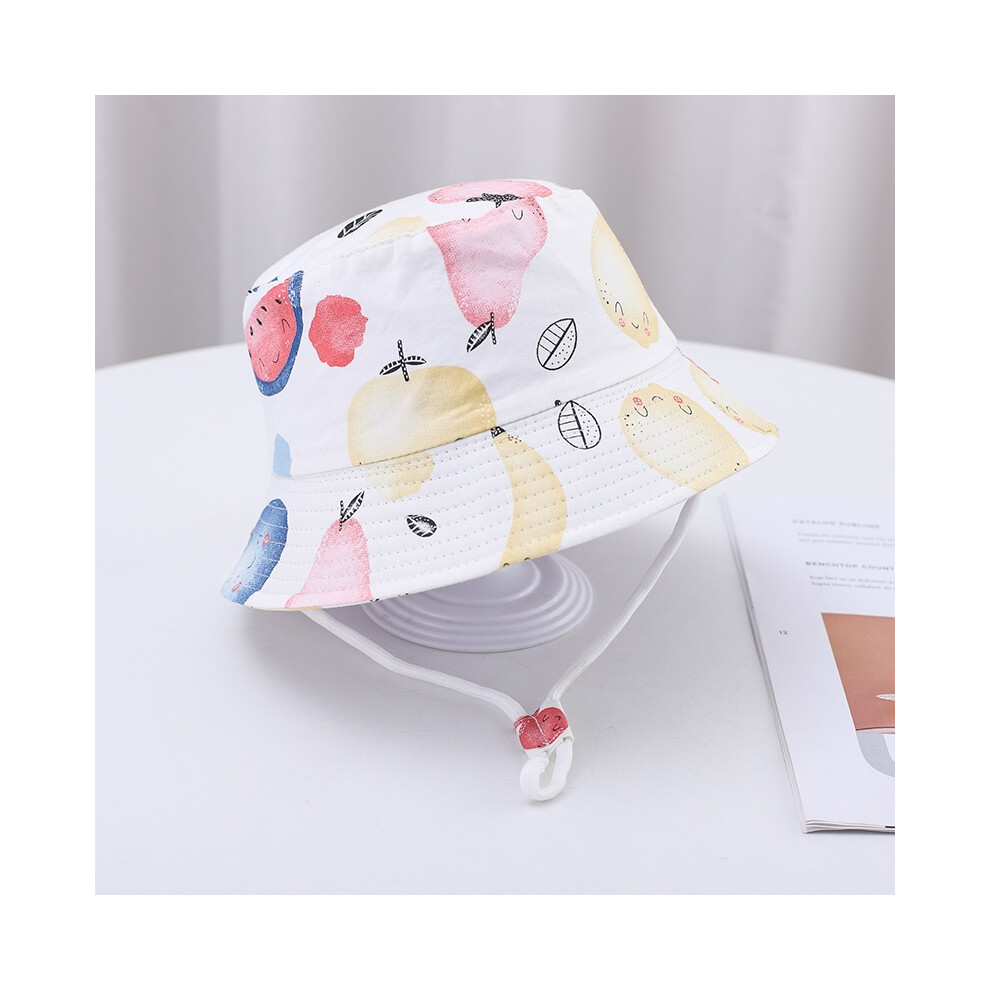 (52 cm 3-5 ans Fruit Blanc) 2024 Nouvelle Mode Été Enfants Bob Chapeau Tout-petit Bébé Dessin Animé Imprimé UV