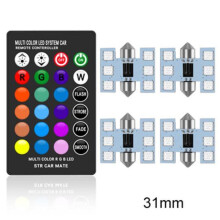 (31 mm – 4 Glühbirnen, 1 Fernbedienung) Auto-Innenbeleuchtung RGB C5w LED-Festoon 31 mm 36 mm 39 mm