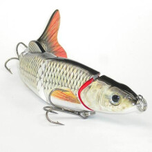 5 Segments Fishing Lure Crank Bait Hooks 3D Eyes Fish Shape Tackle Tool