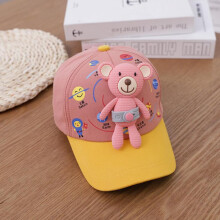 (Rose) Casquette de baseball ajustable pour bébé, motif ours mignon, pour garçons et filles de 1 à 6 ans