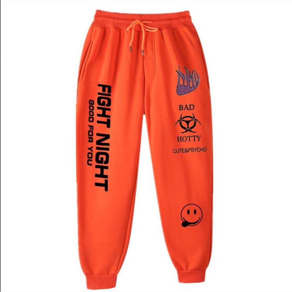 (orange, XXL) Letter Print Sweatpants Baggy Pants Women Joggers Harajuku Wide Leg Pencil Trousers Loose High Waist Sweat Pants Fight