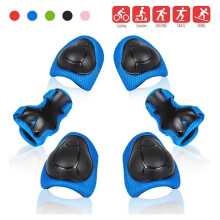 (blau) Kinder Knieschoner Set 6-teilig - Handgelenkschützer & Ellenbogenschützer für Rollschuhlaufen,