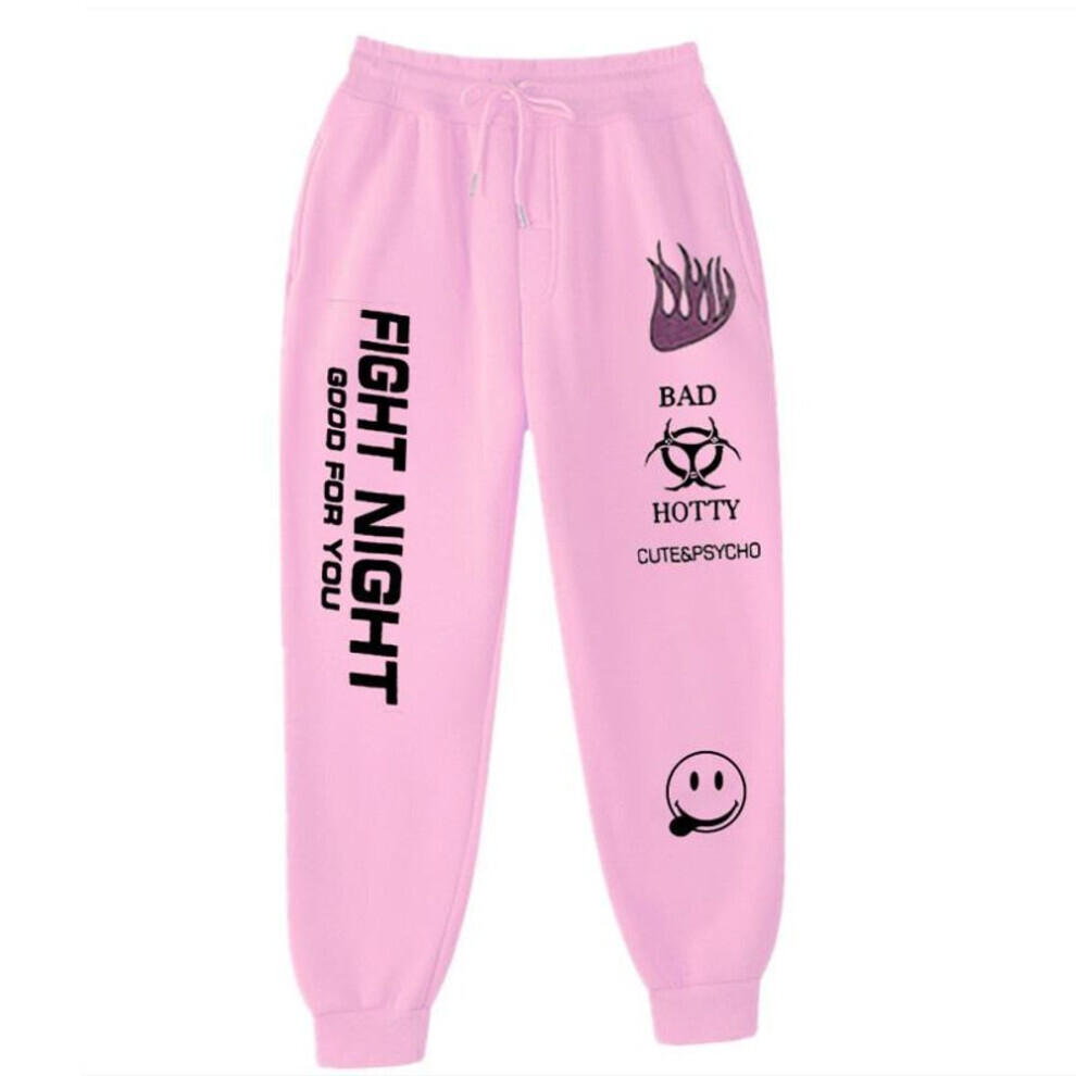 (pink, XXL) Letter Print Sweatpants Baggy Pants Women Joggers Harajuku Wide Leg Pencil Trousers Loose High Waist Sweat Pants Fight