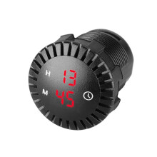 (Rojo) Reloj digital táctil de 12 V/24 V para coche, barco, motocicleta, pantalla LED, horas, minutos,