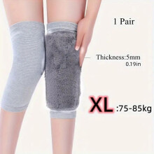 (Gris, XL) 1 par de rodilleras cálidas de invierno para mujeres y hombres, rodilleras para piernas frías