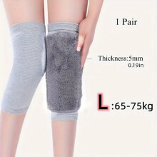 (Gris, L) 1 par de rodilleras cálidas de invierno para mujeres y hombres, rodilleras para piernas frías