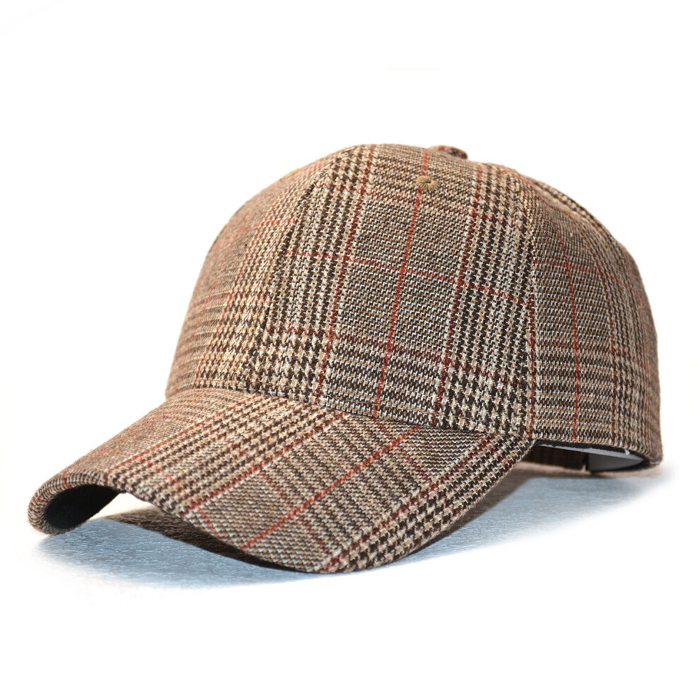 Casquette de baseball à carreaux (kaki 56-59 cm) - Casquette de sport d'extérieur souple et réglable pour homme