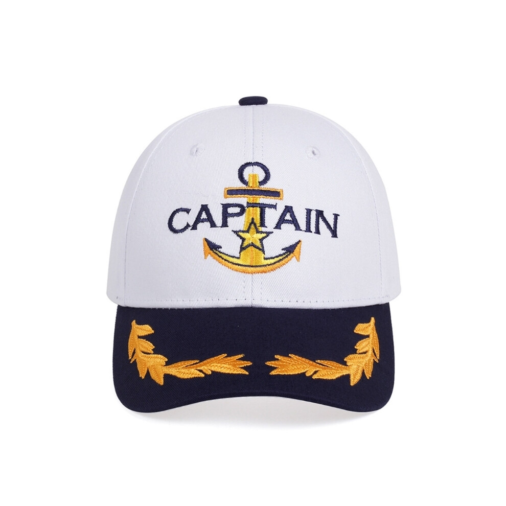 (Blanc 1) Casquette de baseball pour homme et enfant, style marin, capitaine de bateau, bleu marine, pour l'extérieur,