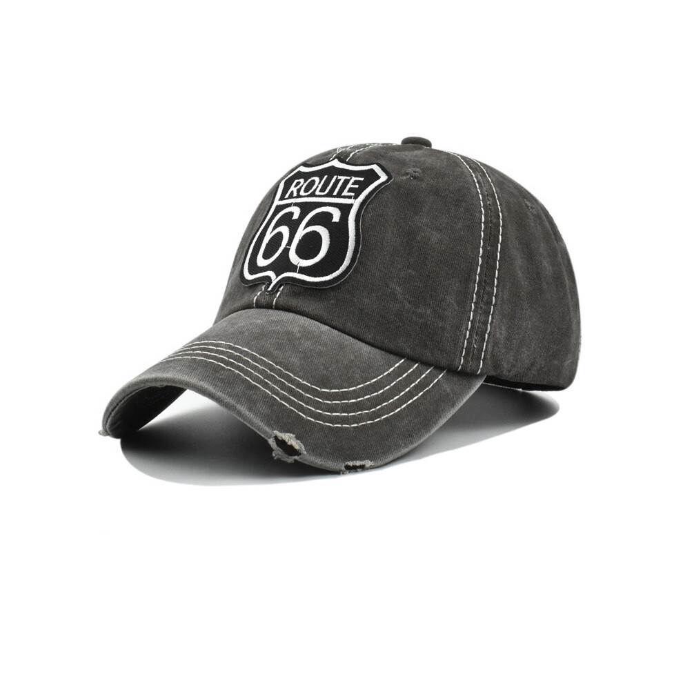 (Marron) Broderie Lettres ROUTE 66 Casquette Printemps Automne Marque Snapback Mode Coton Vieilli Chapeau Pour