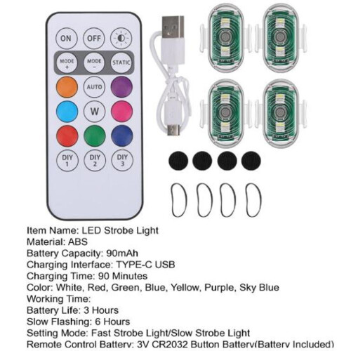 (2pcs) Wireless Led Strobe Light With Remote Control Multiple Lighting Modes Waterproof Rechargeable Battery Powered Emergency Flashing 1