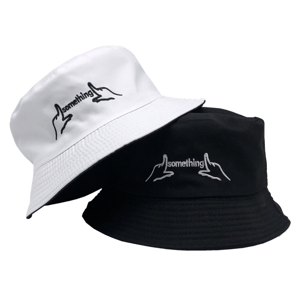(geste-blanc-noir)Chapeau de pêcheur double face smiley unisexe mode pop hip-hop bob casquette homme