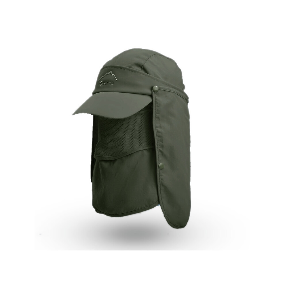 (Taille unique Vert armée) Casquette de baseball de protection d'été pour hommes, chapeau détachable, protège-cou