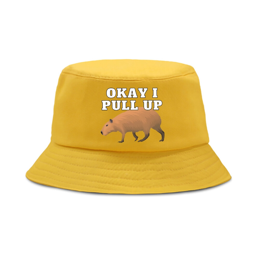 (Taille unique jaune 32025) Chapeau d'été pour homme avec motif d'animaux amusants, casquette Panama à visière