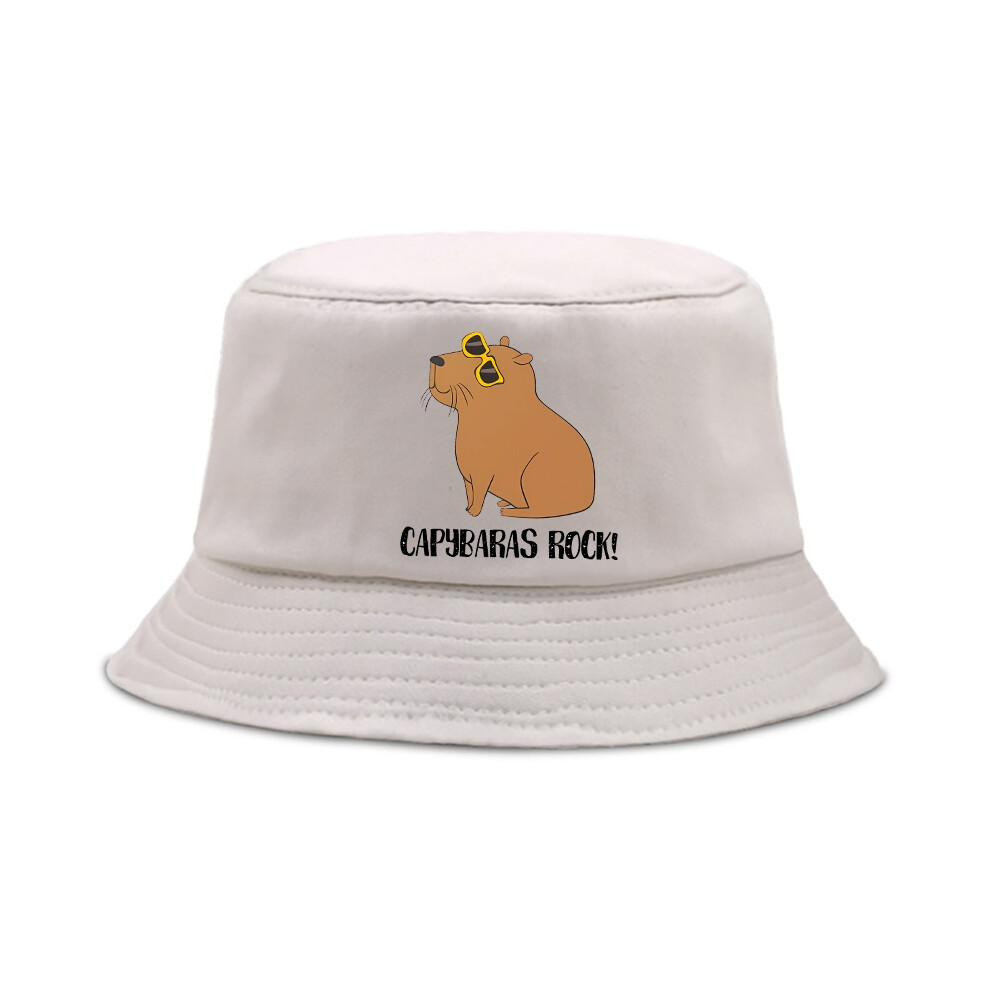 (Taille unique beige 32044) Chapeau d'été drôle d'animaux Capybara pour hommes, casquette Panama à visière plate