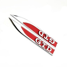 (rosso, GTD) 2 adesivi con emblema distintivo per parafango laterale auto per Golf 5 6 7 Mk7 Mk4 Mk5