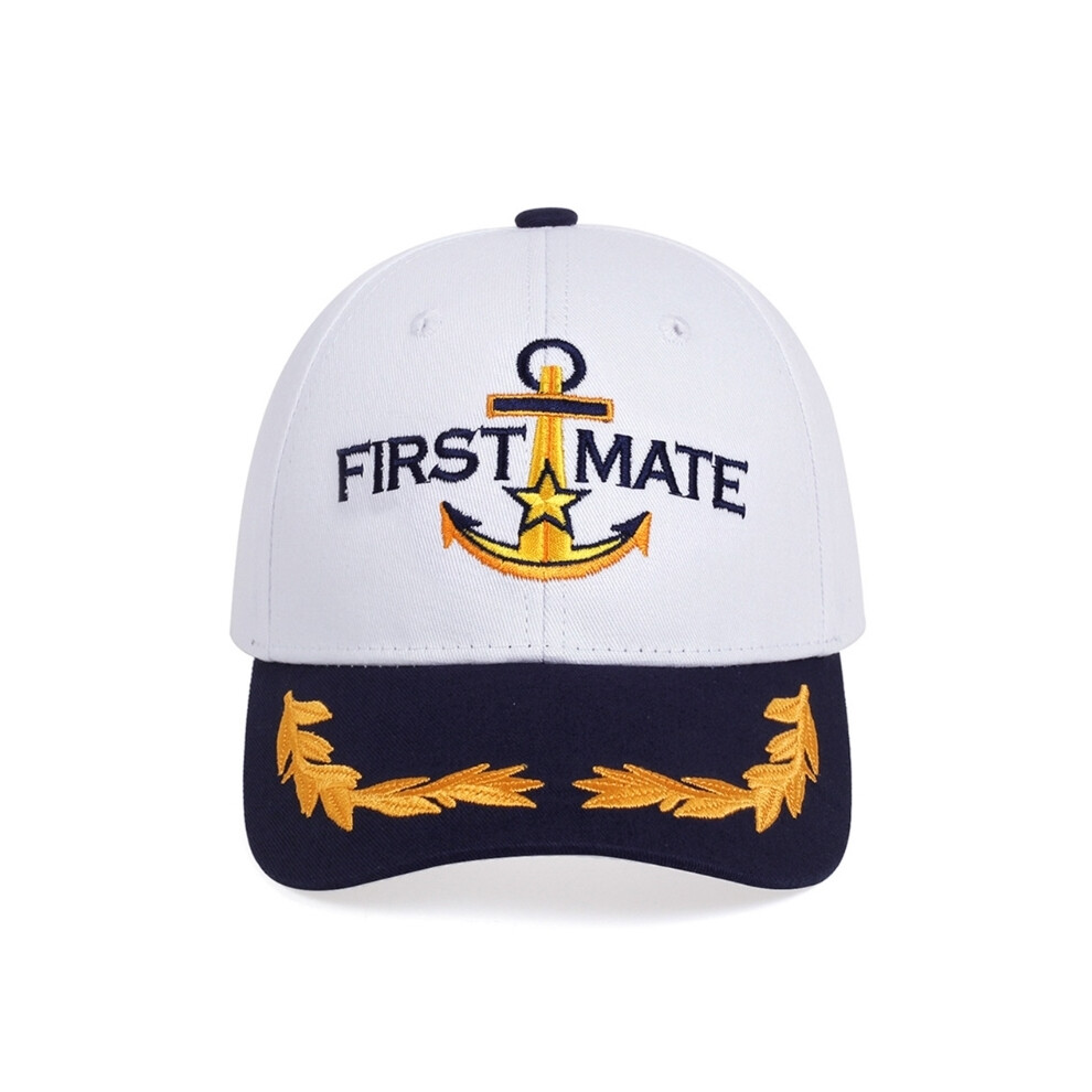 (Blanc) Casquette de baseball pour homme et enfant, style marin, capitaine de bateau, bleu marine, pour l'extérieur,