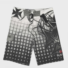 (grau, 34) Schnelltrocknende Surfshorts mit Karomuster für Herren – Strandmode für den Sommerurlaub