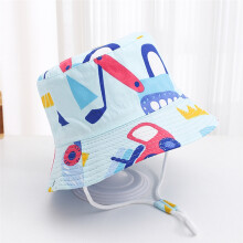 (54cm (4-7 ans) 06 excavatrice ciel) Printemps Été Hommes Bob Chapeau Dessin Animé Hommes Chapeau Plage Soleil