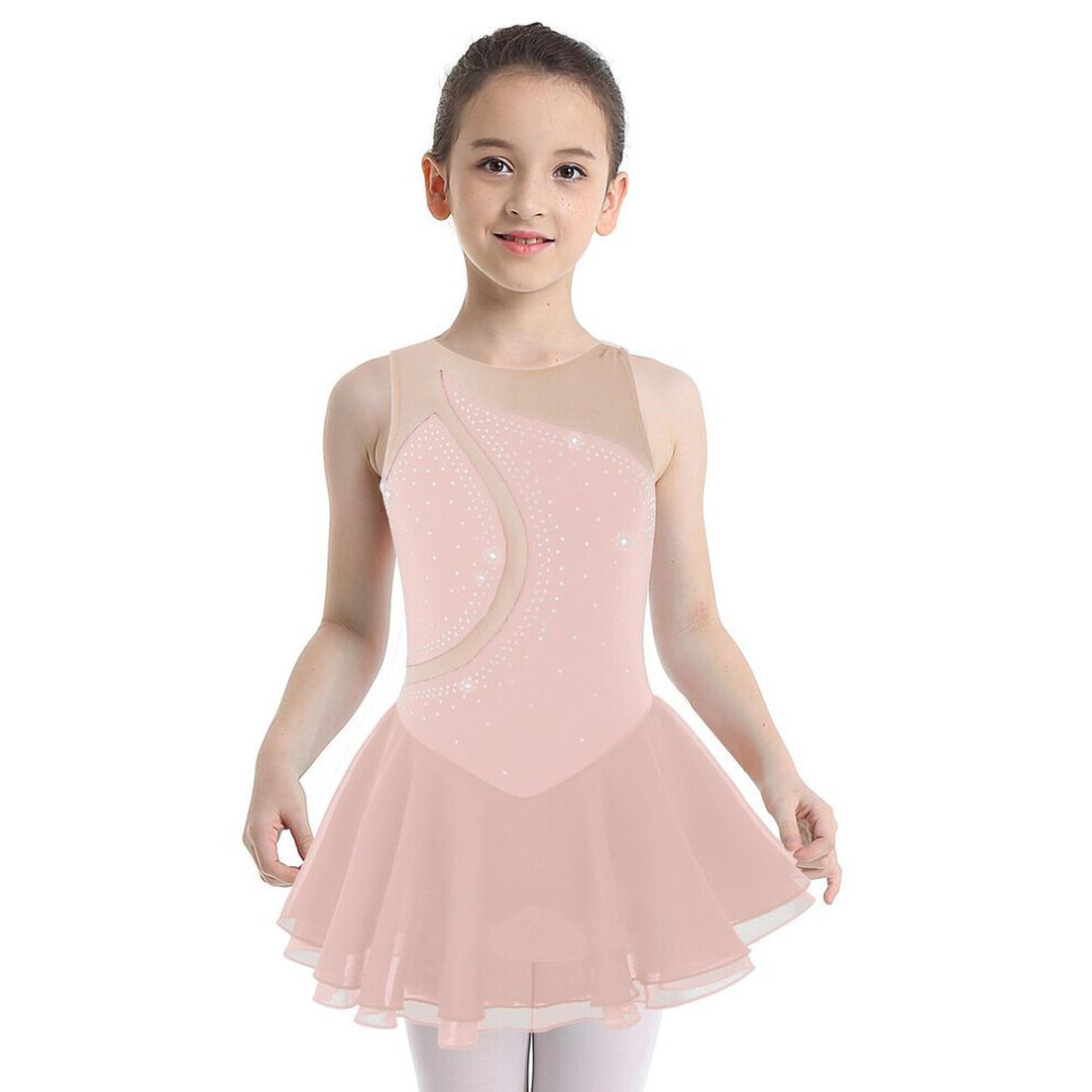 (pink, 5-6 Years) Robe de patinage artistique pour enfants Vêtements de compétition de patinage sur glace Robes de danse classique pour filles