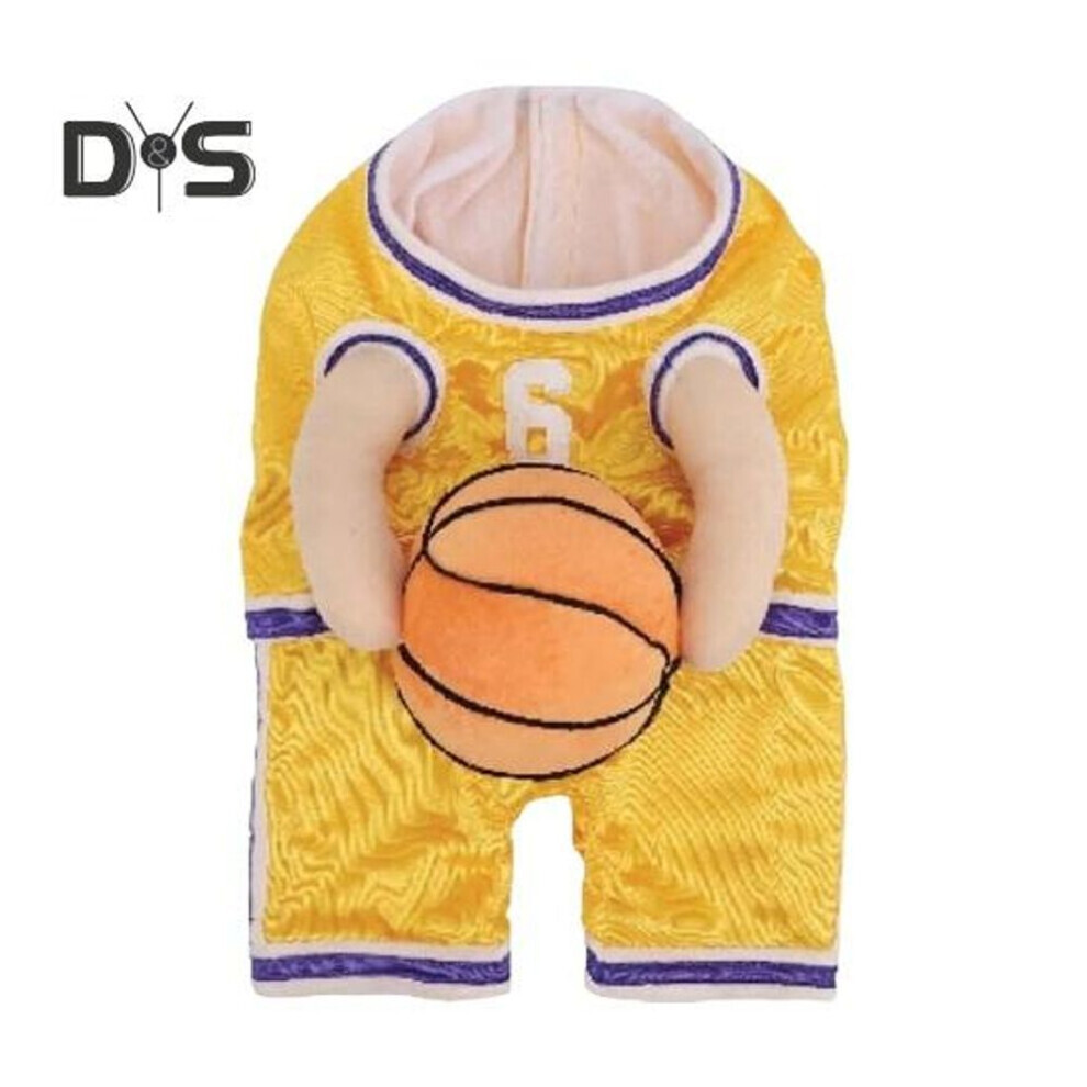 (L B) Costume de Chien de Basketball avec Ballon Halloween Pet Basketball Player Jersey Dog Holding Ball Basketball Uniform Dress-up Outfit
