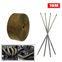 10 m Premium-Abgaswärme-Wrap, Krümmer-Wrap, Titan-Lavafaser, Thermo-Wärme-Wrap + 4 Kabelbinder, 1910t