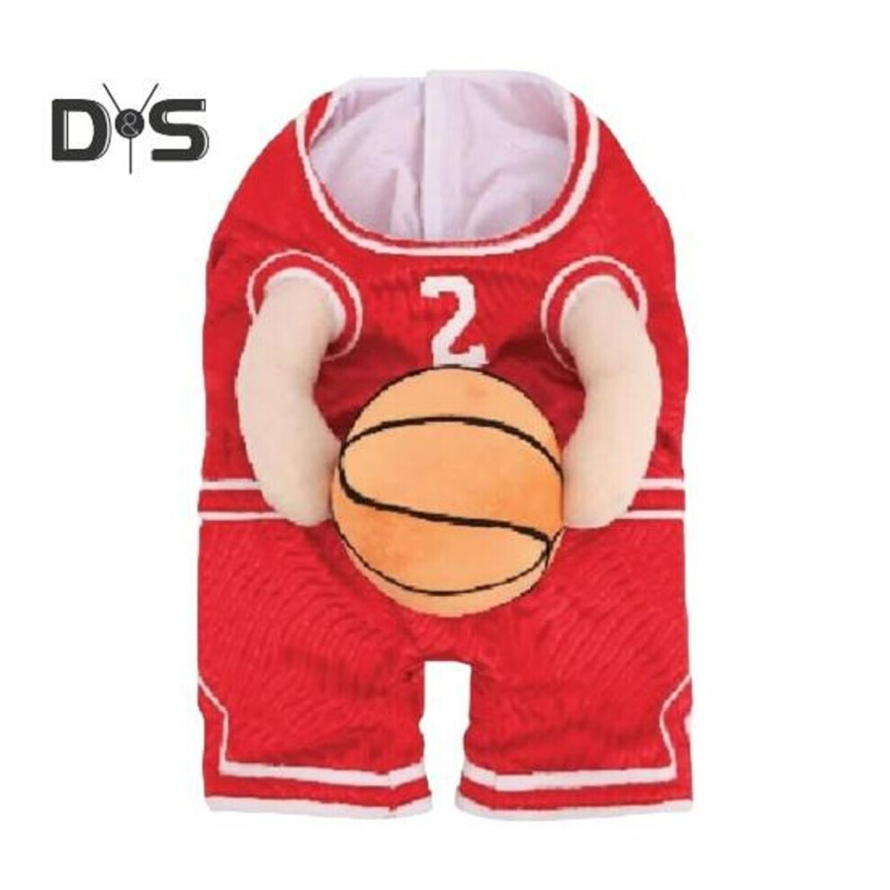(M A) Dog Basketball Costume With Ball Halloween Pet Basketball Player Jersey Dog Holding Ball Basketball Uniform Dress-up Outfit