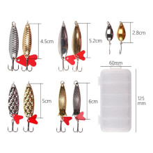 Kit de 10 señuelos de pesca con cuchara de metal, cebos, lentejuelas y señuelos giratorios
